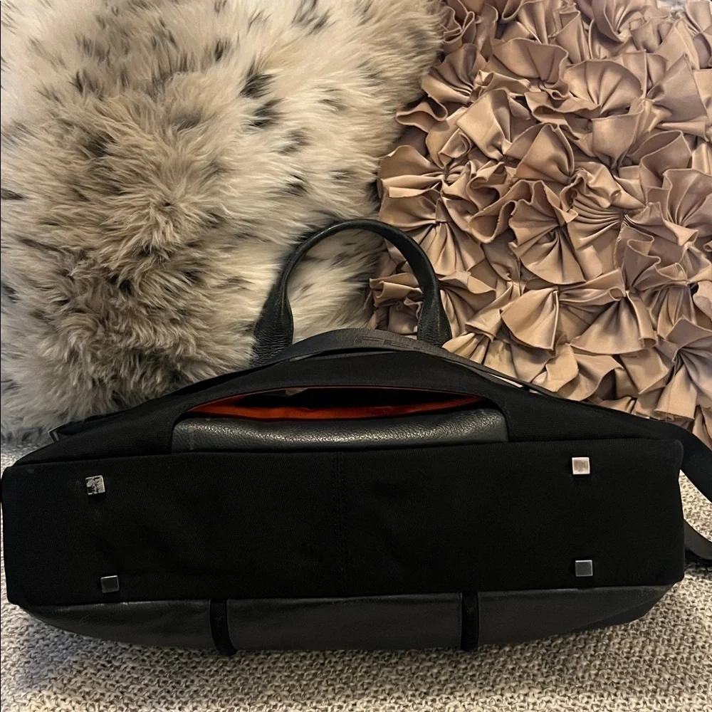 Georgia Fedon Pebbled Leather Canvas Laptop Briefcase Attaché & Strap